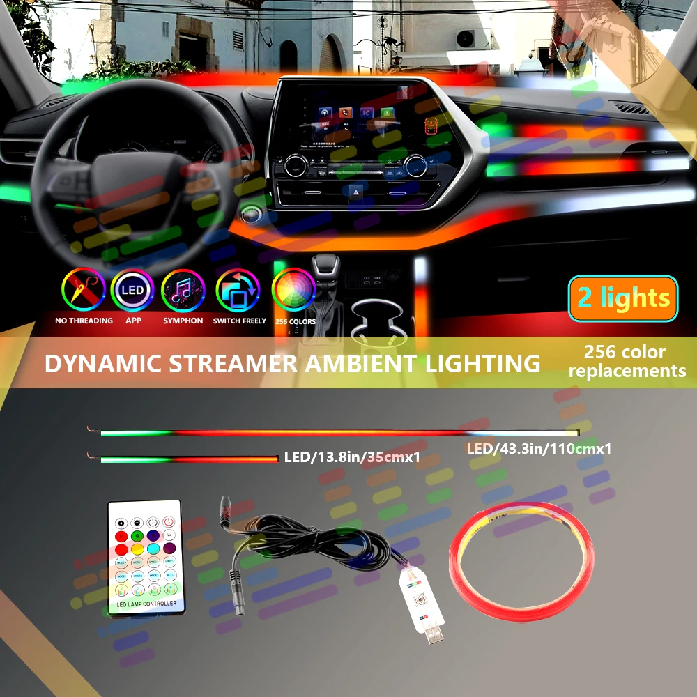 For Audi a3 Decoration Atmosphere Lamp 128 Color RGB Symphony Car 6/14/22 inch Ambient Light Interior Acrylic Guide LED Strip