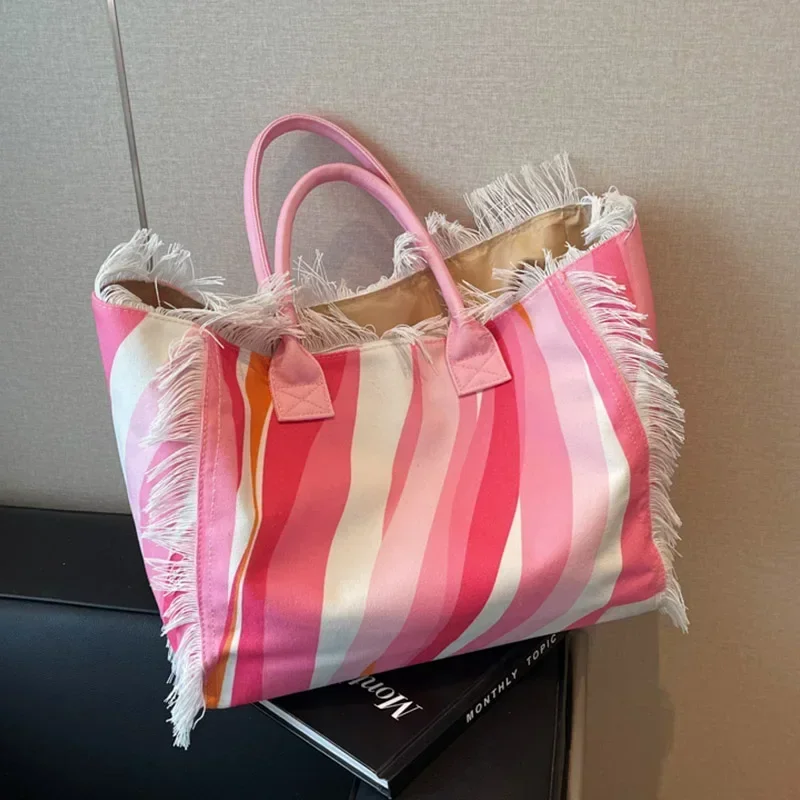 

Large Capacity Tote Women Handbags Designer Beach Bag Luxury Canvas Shoulder Bag Fashion Shopper Purses Travel Bag Sac A Main