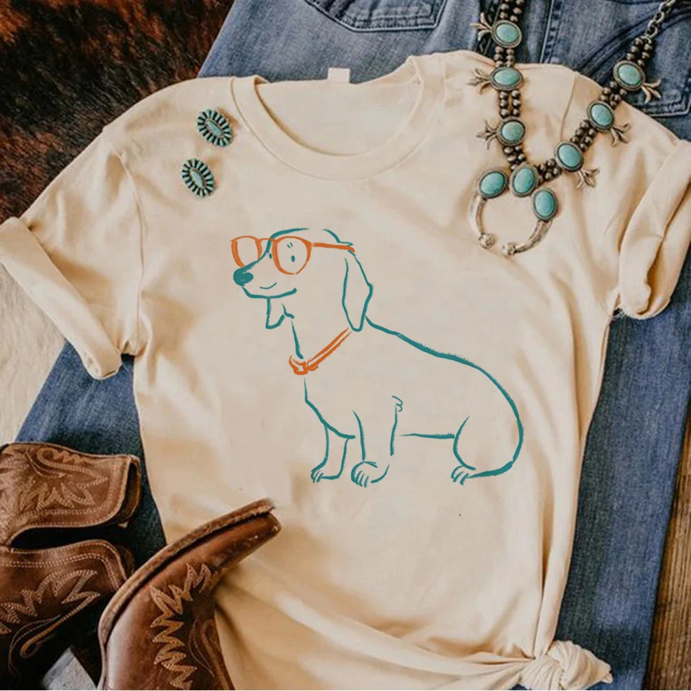 Dachshund top damski grafika top dziewczyna japońska odzież harajuku