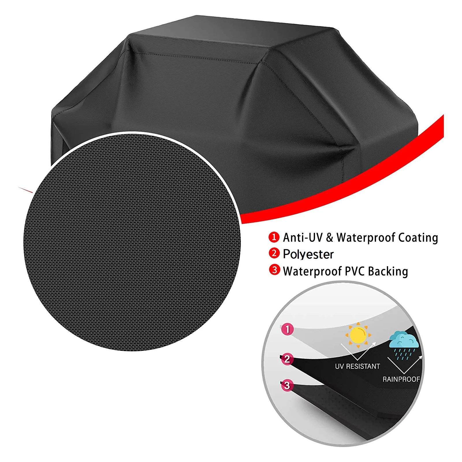 Multiple Size Grill Cover, Heavy Duty Waterproof Barbecue Gas Grill Cover, Black, Heat Resistant, Stain Resistant, Waterproof