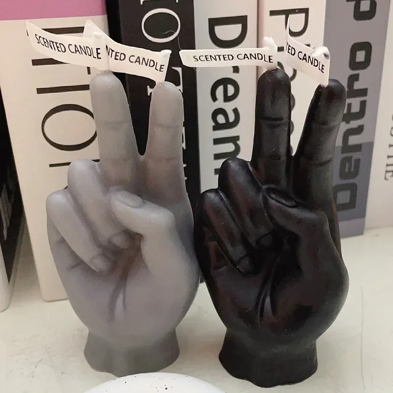 اكسسوارات ديكور منزلي النصر لفتة إصبع على شكل شمعة الروائح مضحك ضيف هدية شمعة الإبداع الحديث