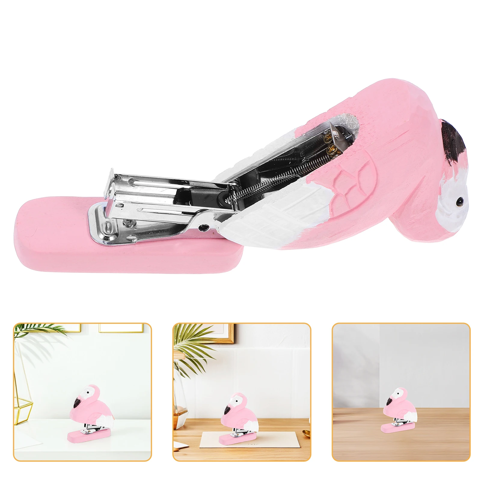 

Flamingo Stapler Figurine Rooster Desk Accessories Wooden Animal Shaped Metal Cute Office