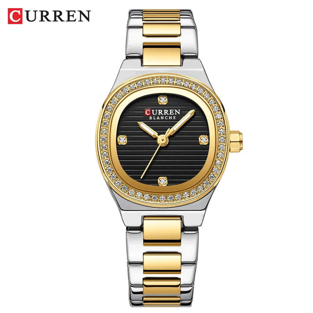 CURREN 25MM Luxury Ladies Fashion Quartz Watch Simple Gold Women Watches Business Stainless Steel Folding Clock