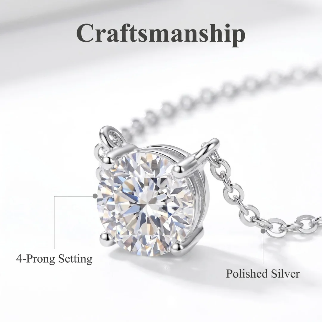 3ct D VVS1 Moissanite Necklaces for Women Solitaire Pandent Diamond GRA Certified s925 Silver Plated 18k Dainty Necklace