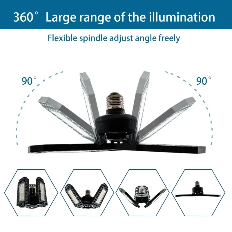 40/60/80W LED Garage Light Warm/cold Light Industrial Lamp High Brightness Deformable LED High Bay Workshop Warehouse Light Hot