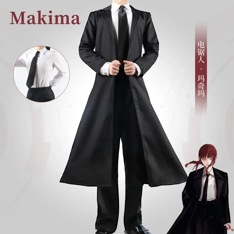 Makila Anime Cosplay Traje para Mulheres, Homem Motosserra, Camisa Trincheira Preta, Roupa Uniforme, Roupas de Halloween, Conjunto de Luvas de Enfermagem