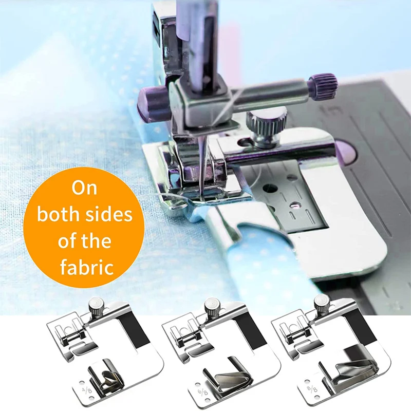 3 Size Rolled Hem Pressure Foot Low Shank Sewing Machine Presser Foot Hemmer Foot Set 1/2 Inch 3/4 Inch 1 Inch For Brother Singe