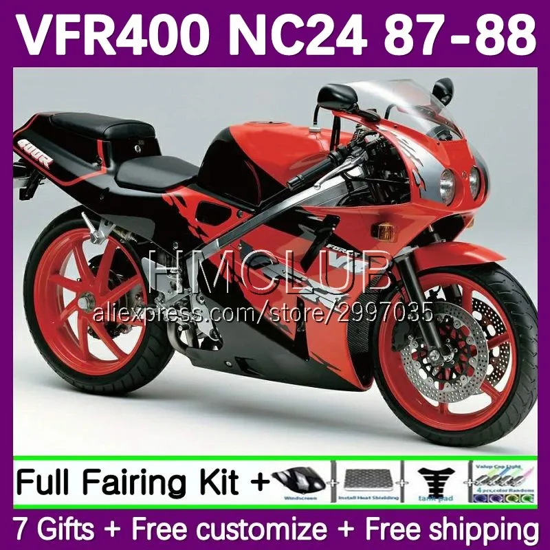 Fairings For HONDA VFR400 R V4 NC24 VFR400RR VFR400R 1987 1988 41No.37 stock red RVF400R RVF VFR 400 R RR 400R CC 87 88 Body