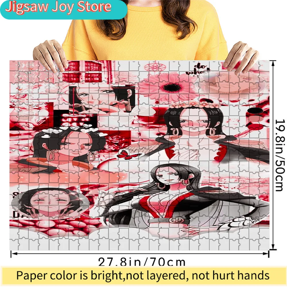 

One Piece Boa Hancock Red Aesthetic Collage Scene Art Paper Jigsaw Puzzle, Pirate Empress Anime Character Art, Collectible Stres