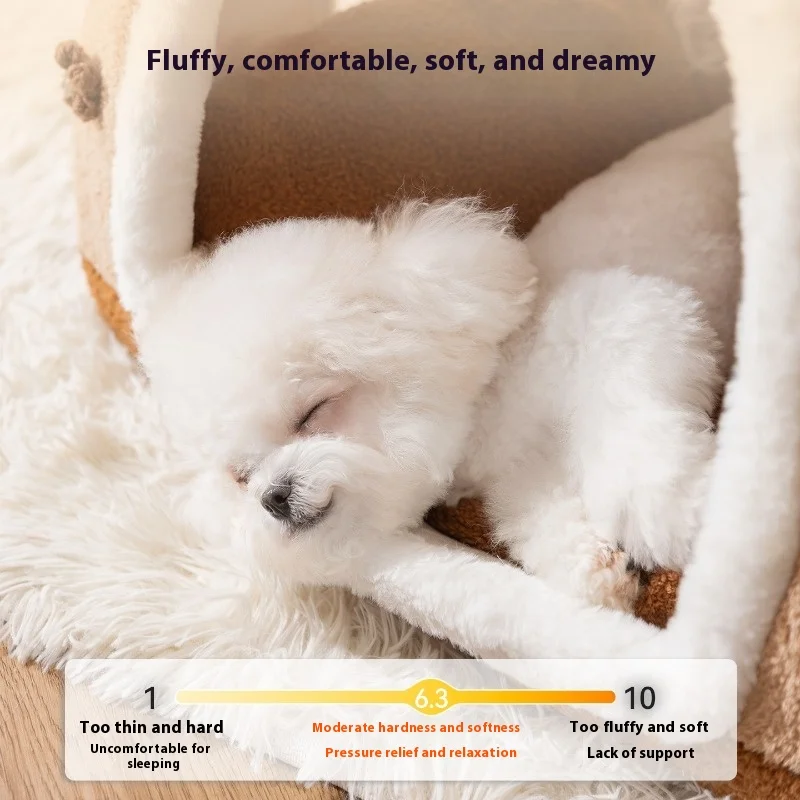 All-Season Enclosed Pet Tent Bed Foldable Winter Warm Cat House Cozy Small Dog Sleeping Nest Portable Soft Plush Cave