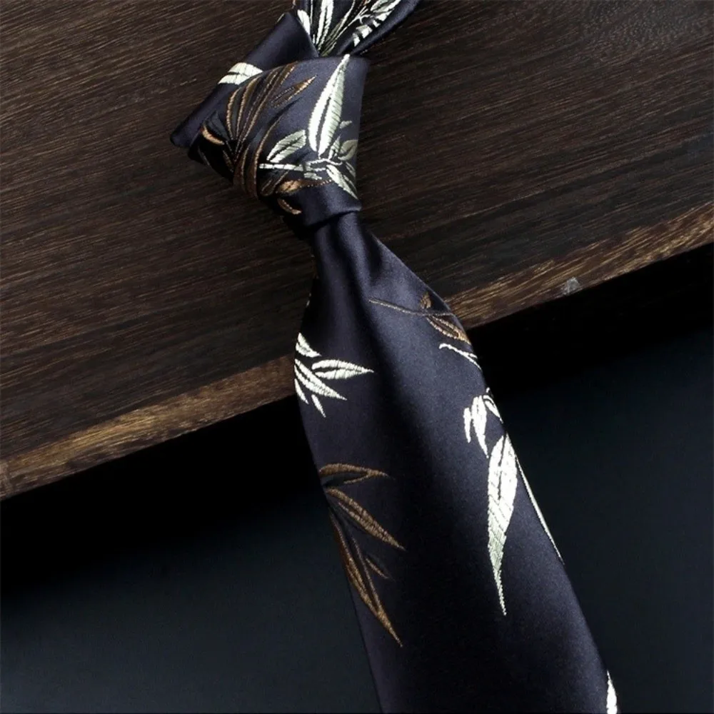 

Винтажный деловой галстук с принтом листьев и цветочным узором, роскошный галстук из шелковистого мягкого полиэстера, жаккардовый галстук в британском стиле