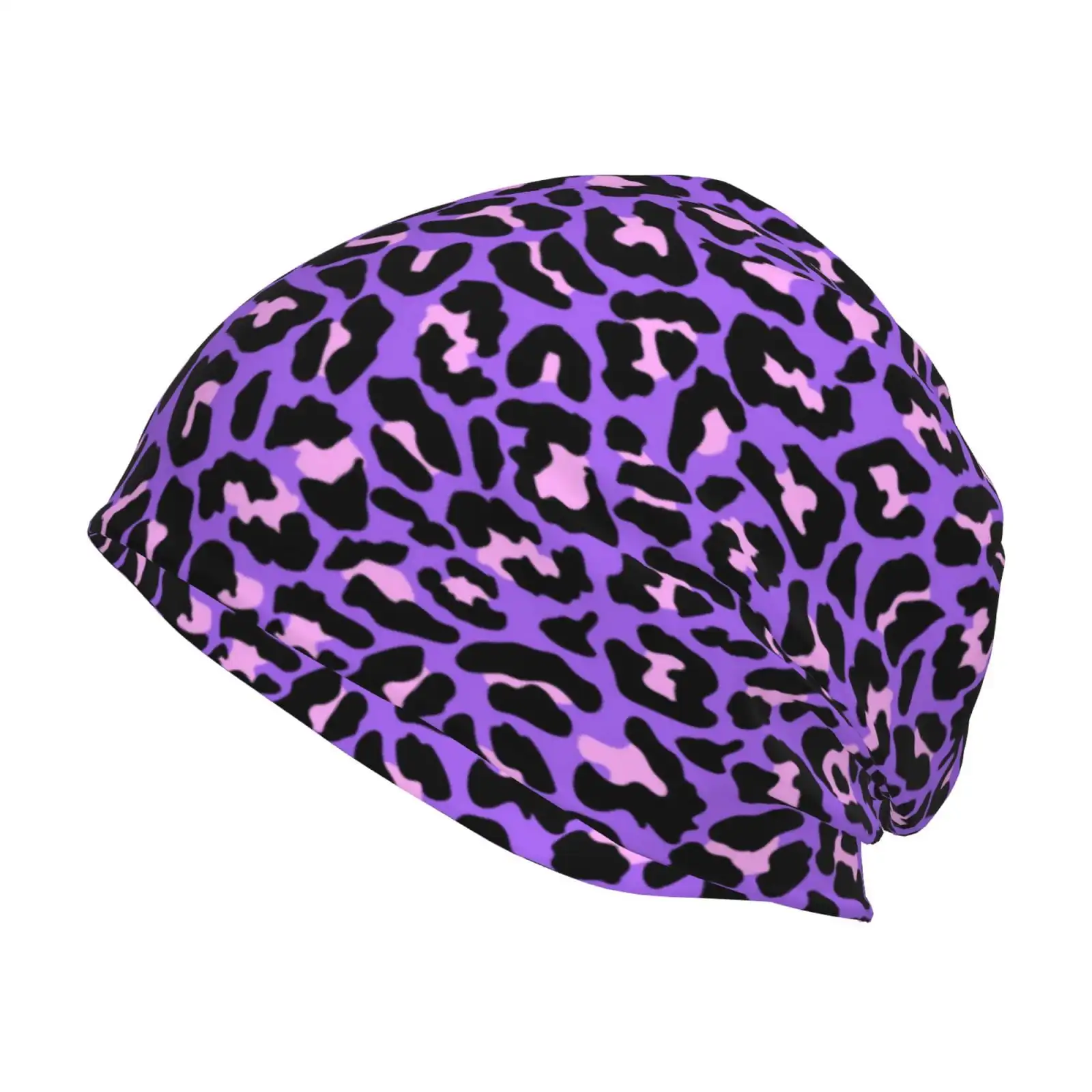 

Purple Leopard Print Beanie Hat For Men And Women Winter Warm Hats Knit Slouchy Thick Skull Cap