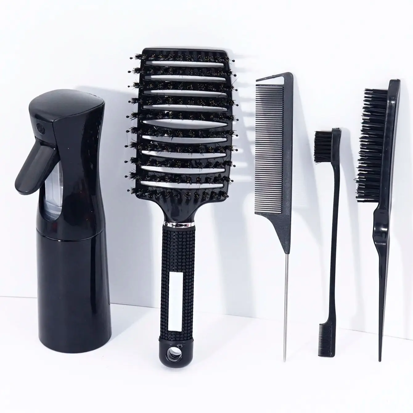

5 pcs/set hair styling set,spray bottle,fluffy brush,pointed tail comb,edge control hair brush,Special for real hair wigs