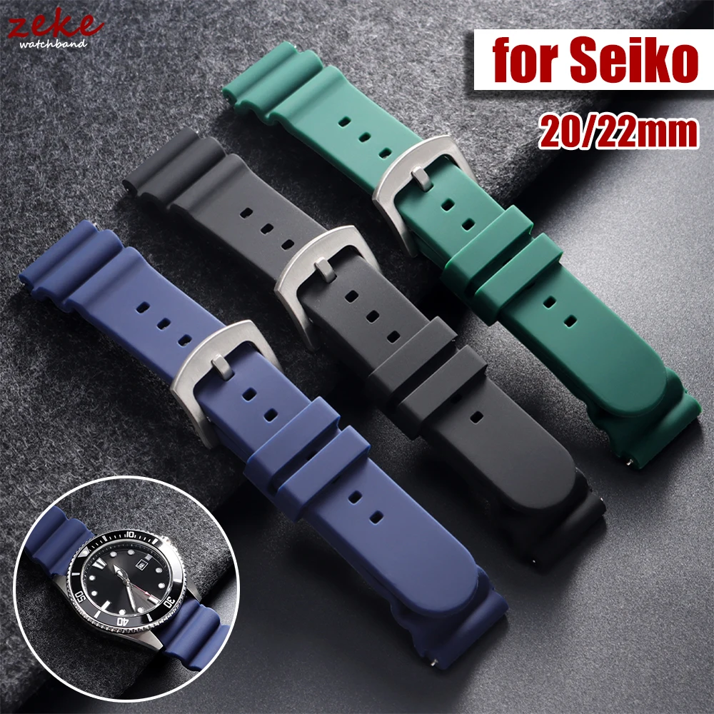 20/22 mm Silikon-Uhrenarmband für SEIKO Diving SKX007 009, wasserdichtes Sportuhrenarmband, Dornschließe, Armband mit Schnellverschluss