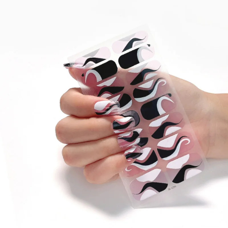 16 dicas adesivos de esmalte de unhas cobertura completa adesivo envoltórios de unhas diy decalques de salão de beleza decorações de unhas manicure slider