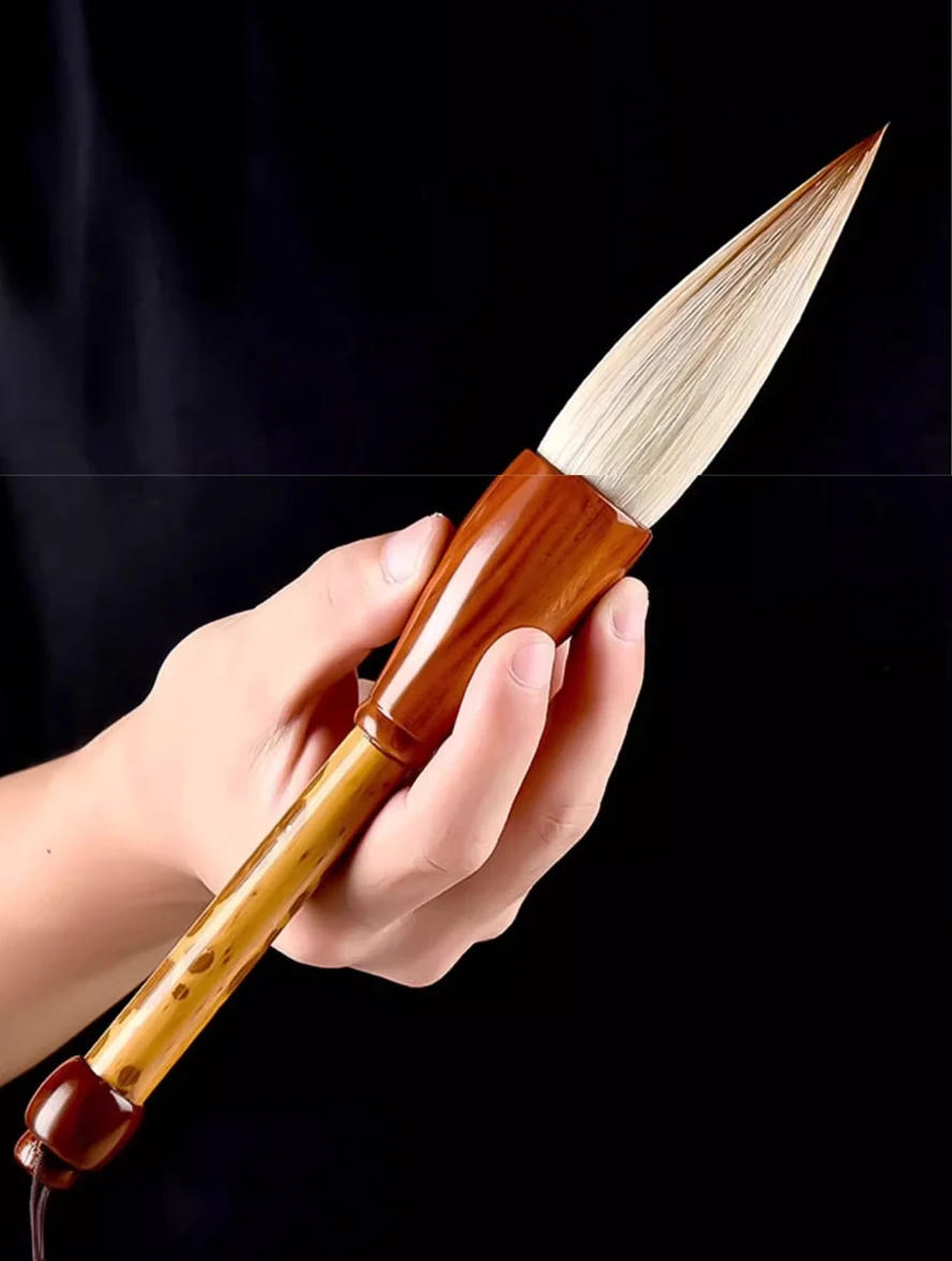 Professional Large Chinese Calligraphy Brush for Big Character & Couplet Writing,Large Goat Hair Brush, Ink Painting, Sumi Paper