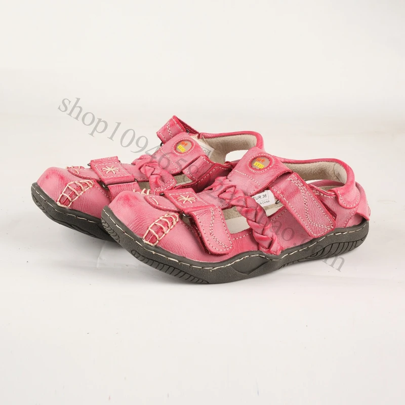 2026 New Y2K Vintage Cute French‑Vintage Round‑Toe Closed‑Toe Sandals, Hollow‑Out Breathable Fashion Women Daily Street Footwear