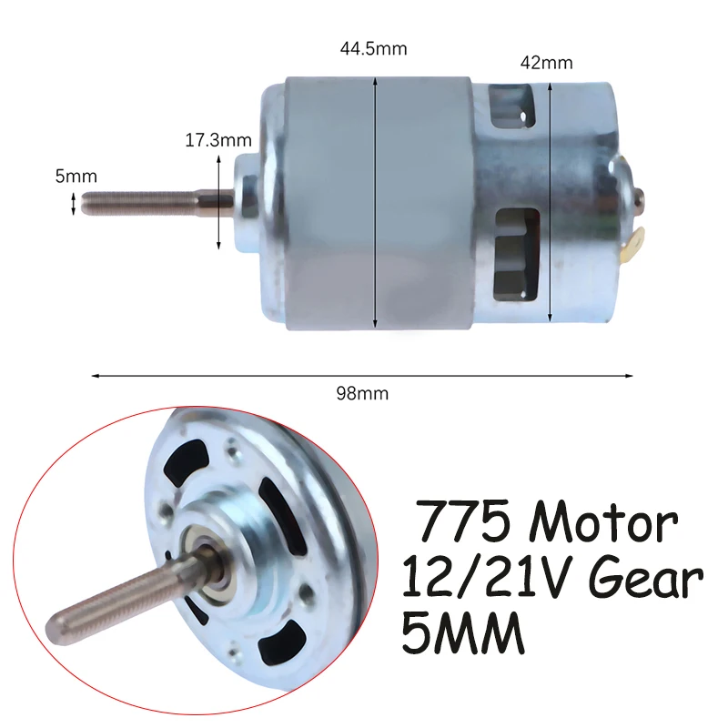 

Innovative And Practical 775 Motor 12/21V Gear 5MM Shaft Suitable For Li-ion Lawn Mower Cordless Charge Drill Screwdriver