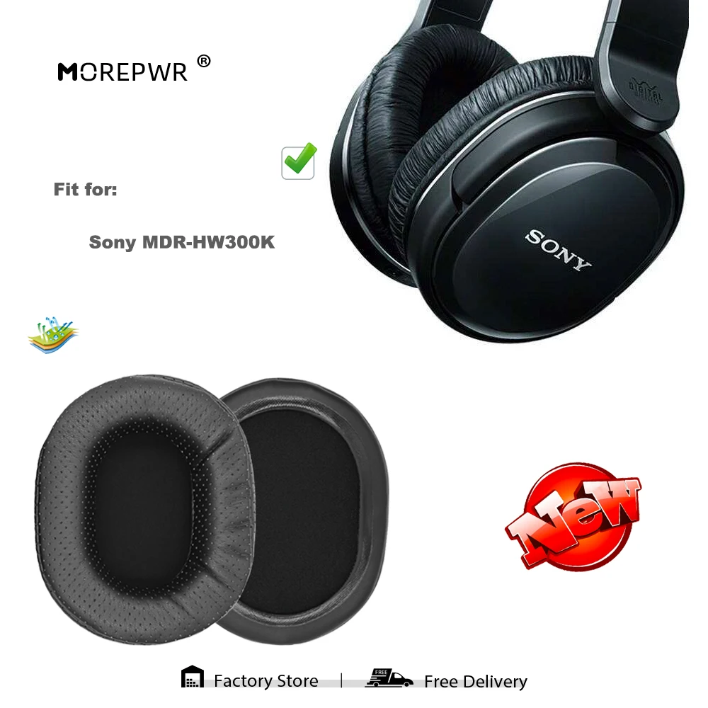 Morepwr Replacement Ear Pads for Sony MDR-HW300K Headset Parts Leather Cushion Velvet Earmuff Earphone Sleeve Cover