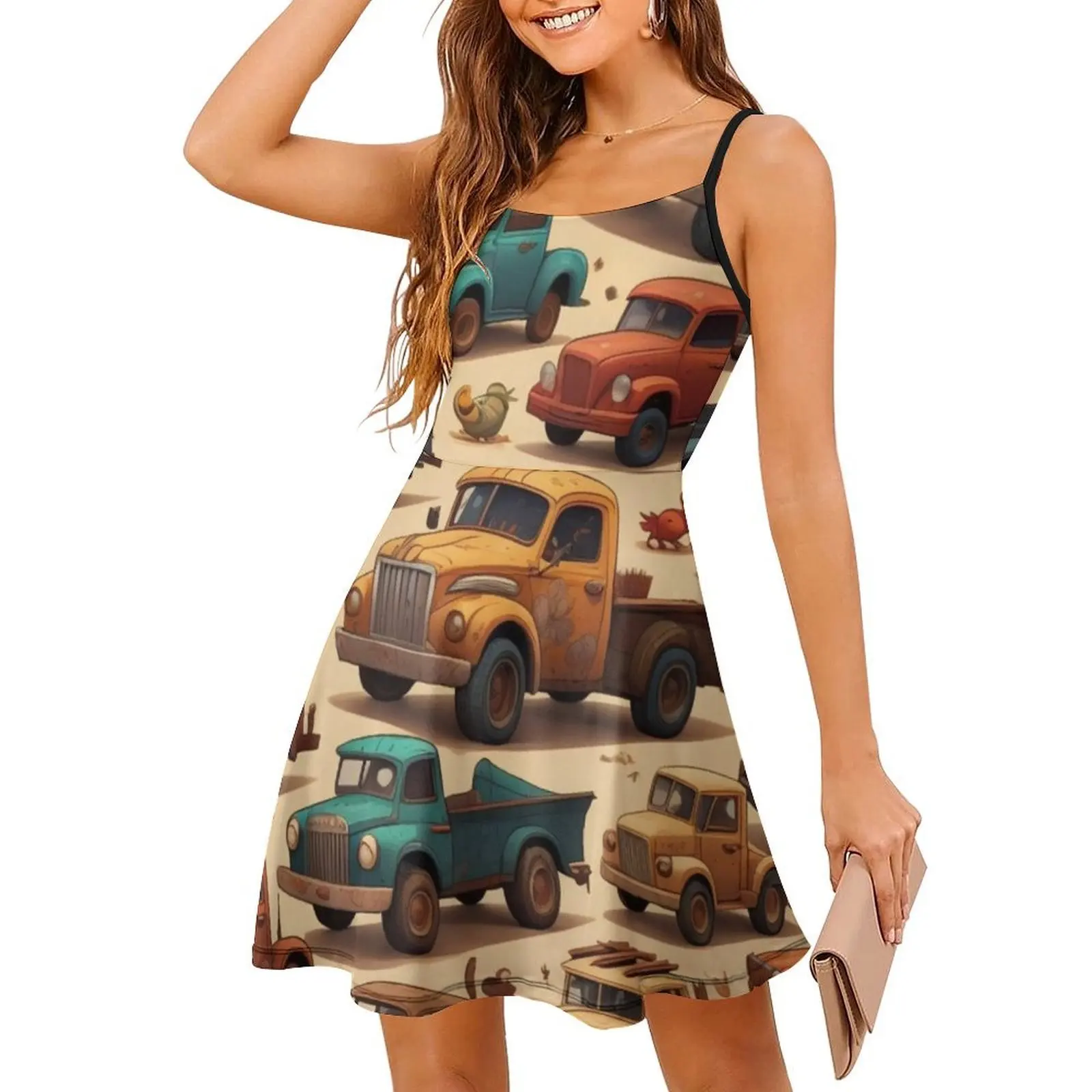 فستان كلاسيكي للشاحنات الصغيرة على الطراز الكوري للنساء فستان كاجوال أنيق للحفلات أو الارتداء اليومي للسيارات والسيارات الكلاسيكية #3