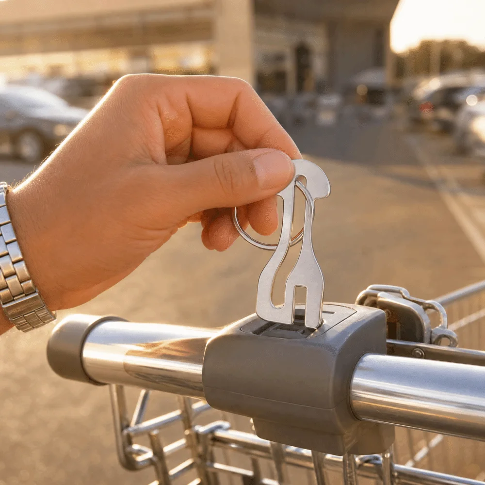 Stainless Steel Shopping Cart Token Alloy Lightweight Trolley Token Keychain Portable Reusable Removable Release Keyring