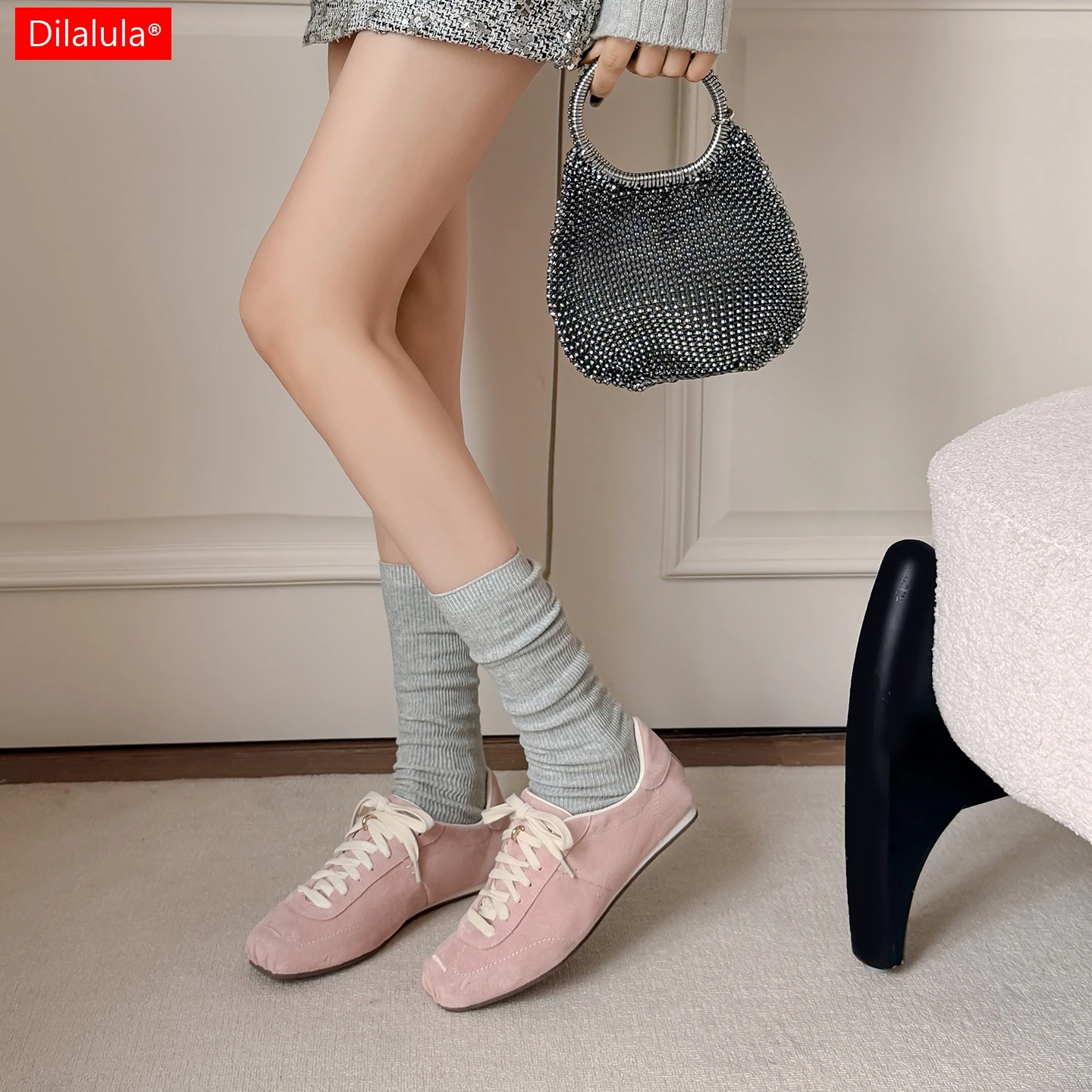 

Dilalula/2026, весенние женские туфли-лодочки из натуральной кожи, удобные удобные туфли на плоской подошве со шнуровкой для молодых девушек, повседневная повседневная прогулочная обувь для студентов