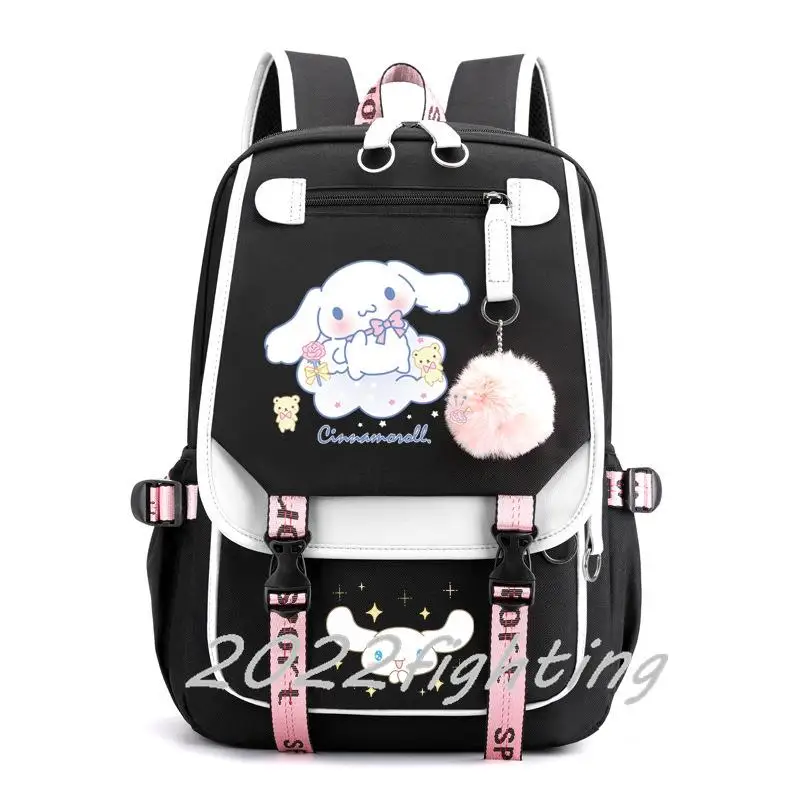 Cinnamoroll Backpack Multi Pocket Canvas Backpack Travel Rucksack Cute Casual Daypack School Bag for Women Student Teens Mochila