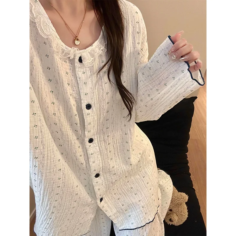 

Floral Pajamas Women's 2026 Spring and Autumn New Long-sleeved Trousers Can Be Worn Outside Home Clothes