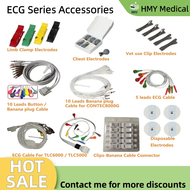 Accessories for CONTEC products Spo2 Probe, Electrodes, Clip Electrodes,ECG Cable