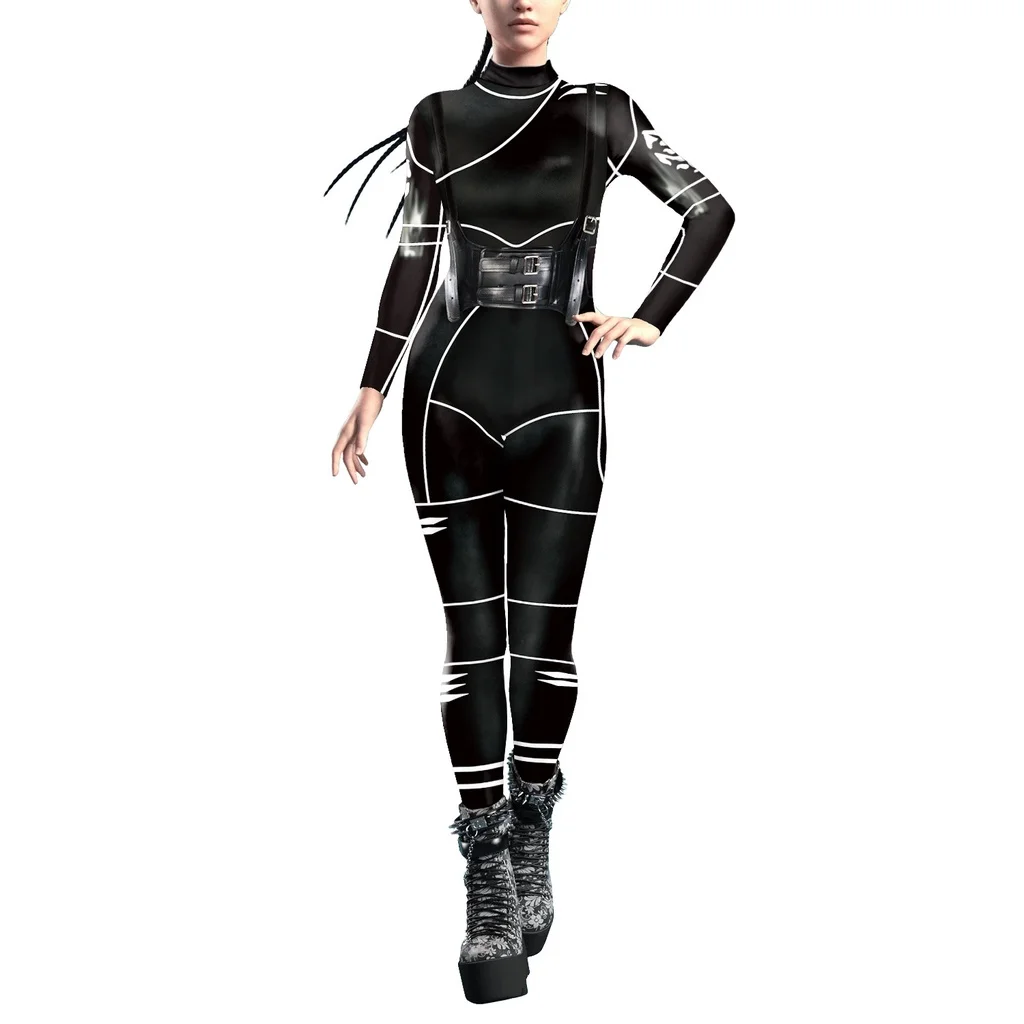 ผู้หญิงผู้ชาย3D แม่มดพิมพ์ลาย jumpsuit genshin impact ชุดคอสเพลย์ผู้หญิงฮาโลวีน