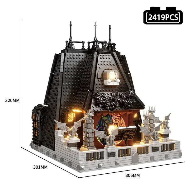 2419PCS Street View Serie Woensdag Adams Huis Bouwstenen Stad Duisternis Villa Model Bricks Speelgoed Voor Kinderen Geschenken MOC