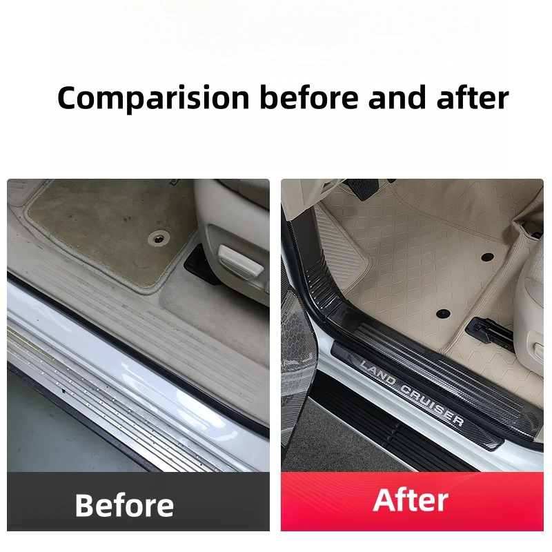 Car Door Sill Protector Stainless Steel Scratch Resistant Scuff Plate Cover Threshold Decoration for Toyota Land Cruiser LC300