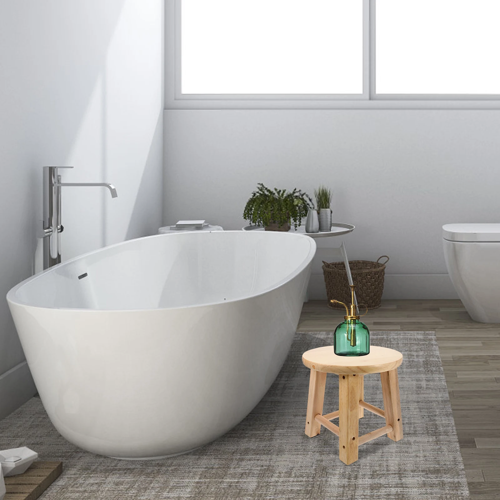 

Solid Wood Round Anti Slip Lightweight Home Bathroom Footstool for Kids Stepping Non Slip Base Sturdy Legs Comfortable