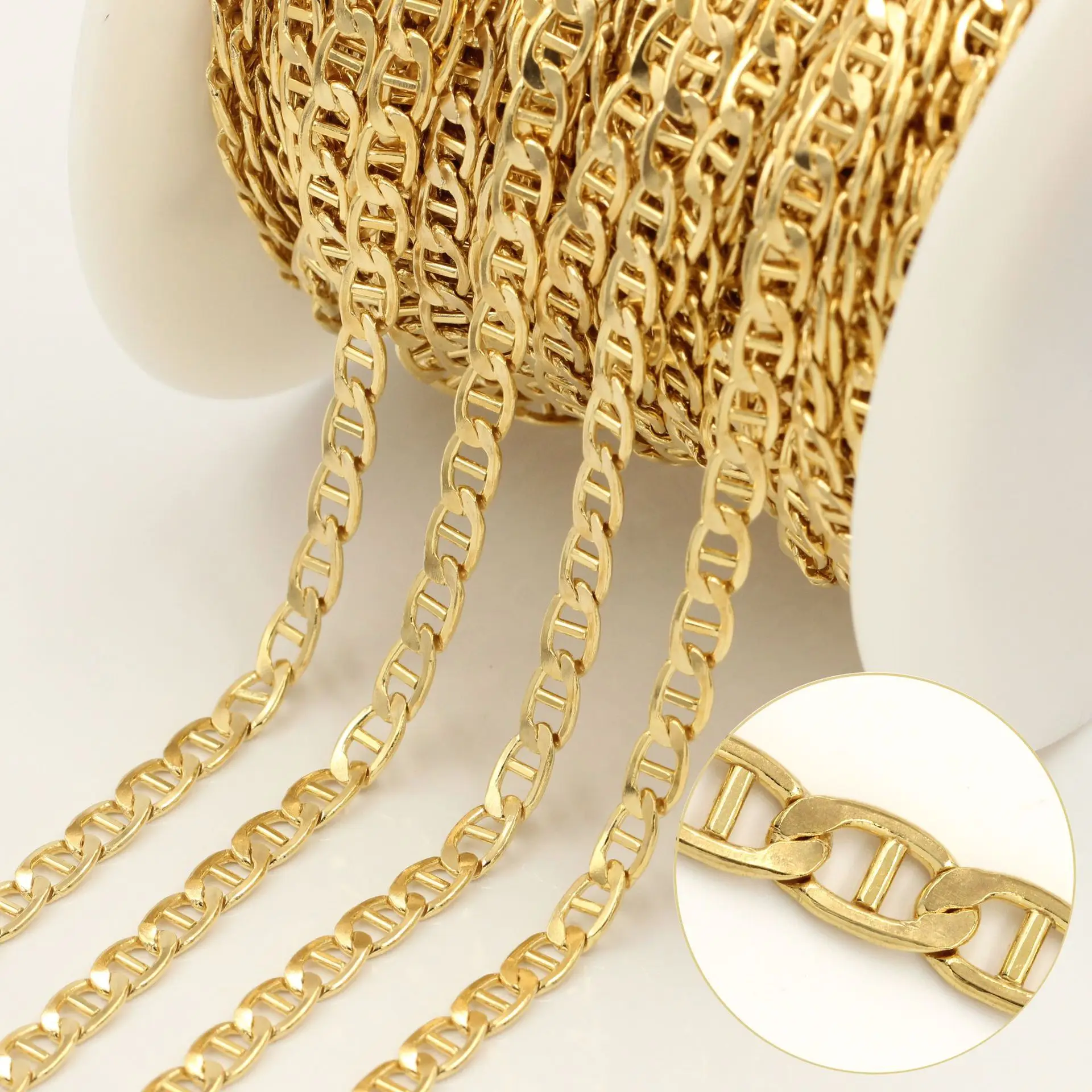 14k Gold Filled Mariner Anchor Chain 5mm Width Gold Filled Rope Chain For Jewelry Making Unfinished Chain Necklace Bracelet