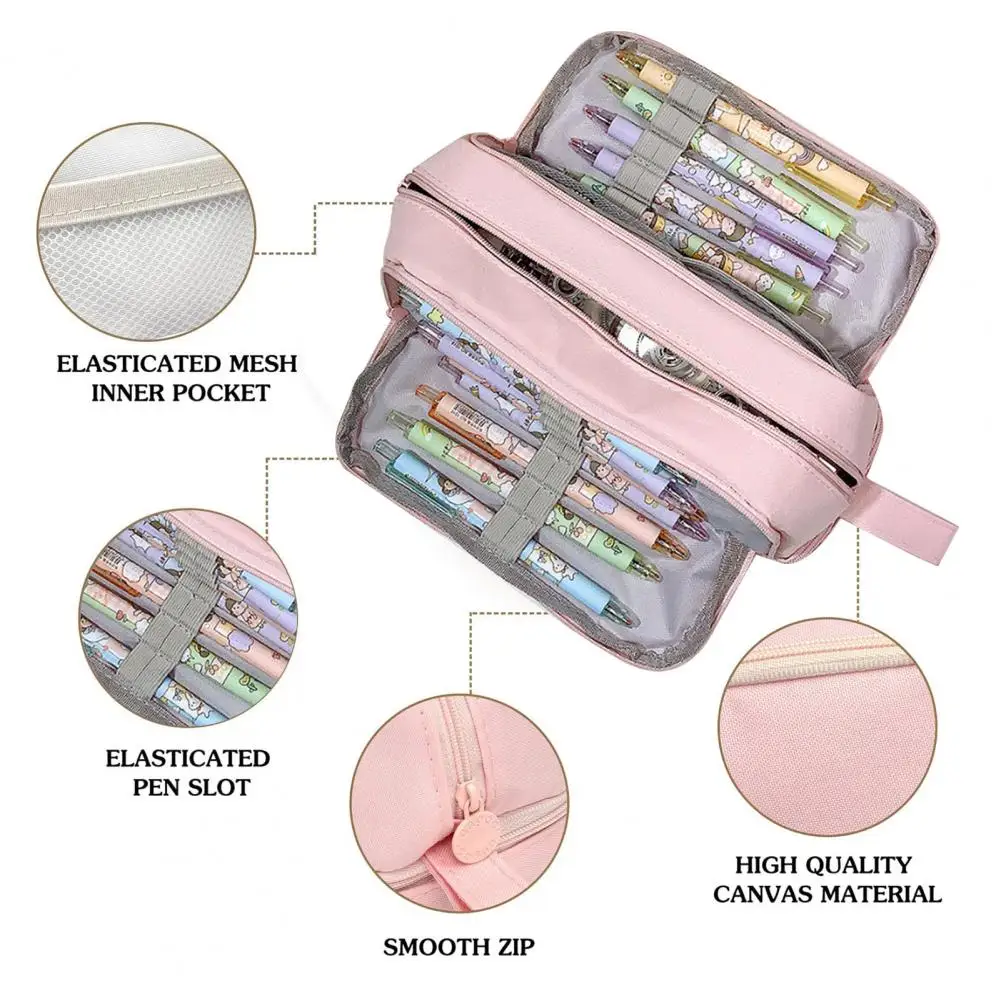 Большой Вместительный многослойный карандаш, простой Универсальный шкатулка для канцелярских принадлежностей и сумка для хранения макияжа