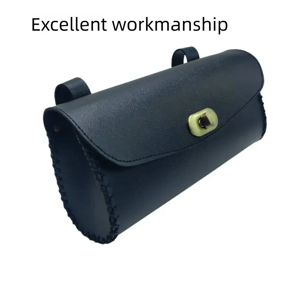 New Retro Bicycle Tail Bag PU Leather Waterproof Cycling Bag Saddle Pouch Front Personalized Riding Vintage Bike Bag view 4