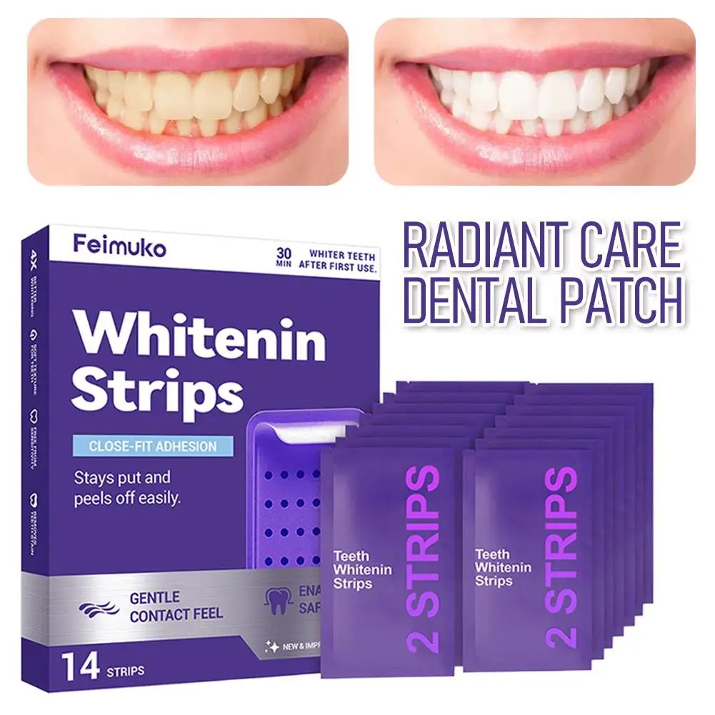 Teeth Whitening 14 Strips - 30 Min Quick White Gel Strips, Improve Dental Yellowing Oral Care,  for Lasting Bright Smile