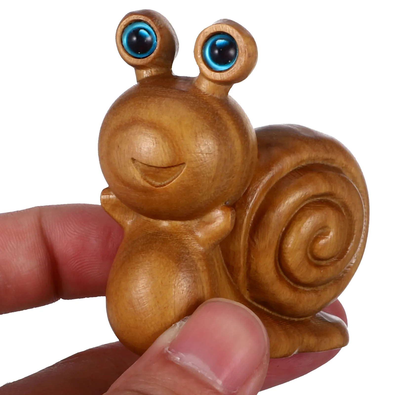

Wood Carved Small Snail Statue Creative Desktop Animal Decoration Mini Wooden Snail Tea Pet Ornament Home Carving Decor