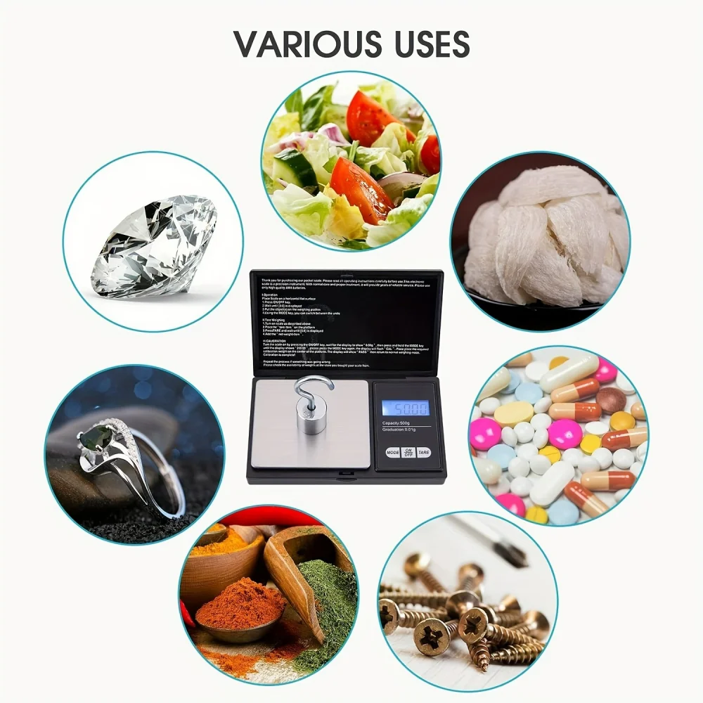 مقياس مجوهرات رقمي عالي الدقة، مقياس جرام دقيق 200 جرام/0.01، مناسب لاختبار الأحجار الكريمة، صناعة المجوهرات، المختبر (البطارية غير متضمنة)