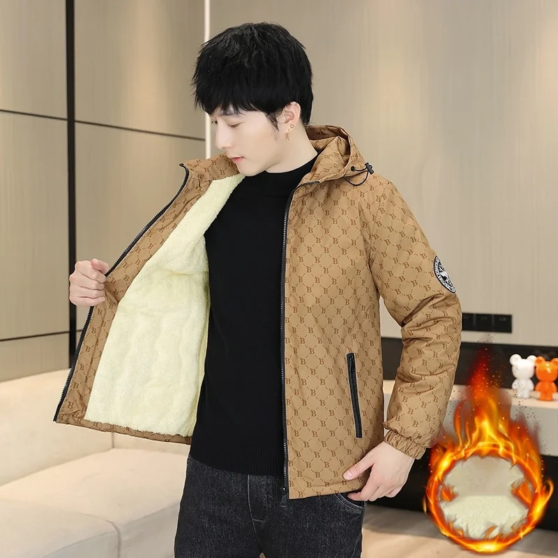 سترة سميكة مبطنة بالصوف للرجال، معطف قطني للرجال، معطف شتوي