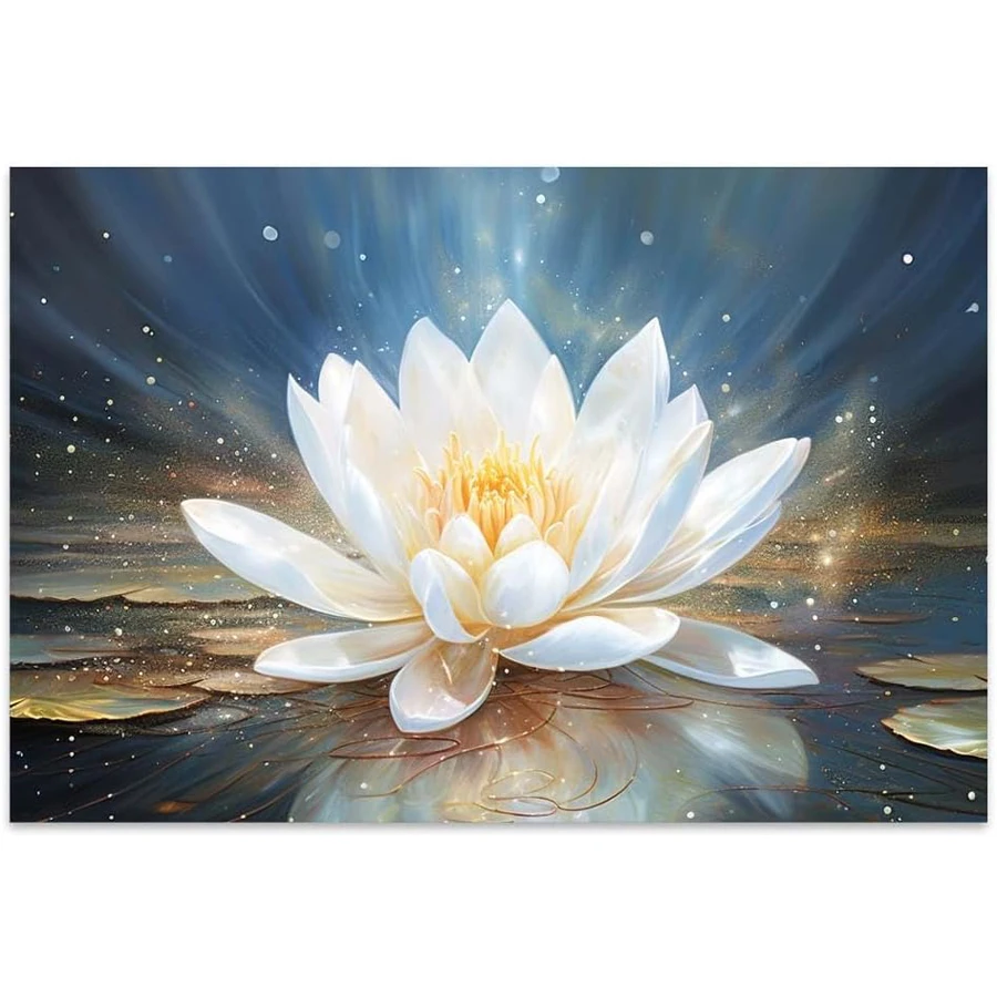 

Цветок лотоса Блум в воде Настенная живопись 5D DIY Алмазная картина цветок Новые поступления Алмазная мозаика Пейзаж Домашний декор Подарок