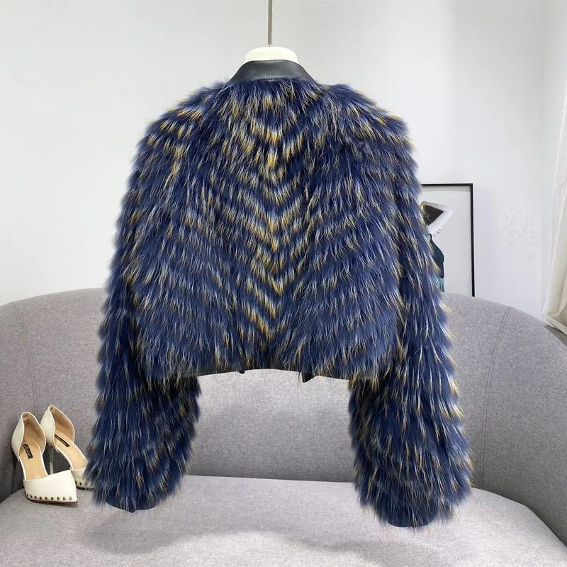 Casaco de imitação de cabelo de guaxinim para mulheres, casaco quente, casaco feminino de alto grau, resistente ao frio, vestido novo, outono inverno