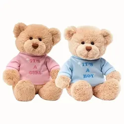 Message Bear with Blue T-Shirt, Teddy Bear Stuffed Animal for Ages 1 and Up, Brown, 12”