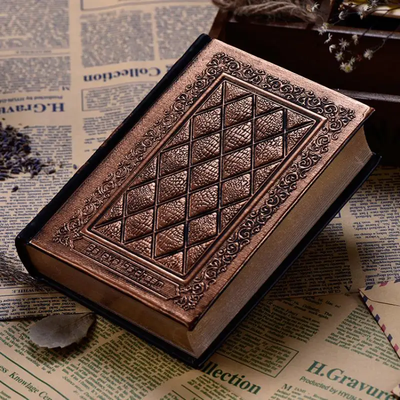 A6 Retro Diary Vintage Notebook PU Leather 100g Blank Sketch Paper Bronze Embossed Antique Bible Gift School Stationery