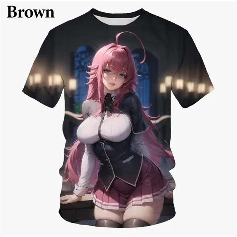 Anime 3D Printing Sexy Girls Rias Gremory T-Shirts Unisex Fun Casual Harajuku Short Sleeve T Shirts Tops Leisure Streetwear Tees