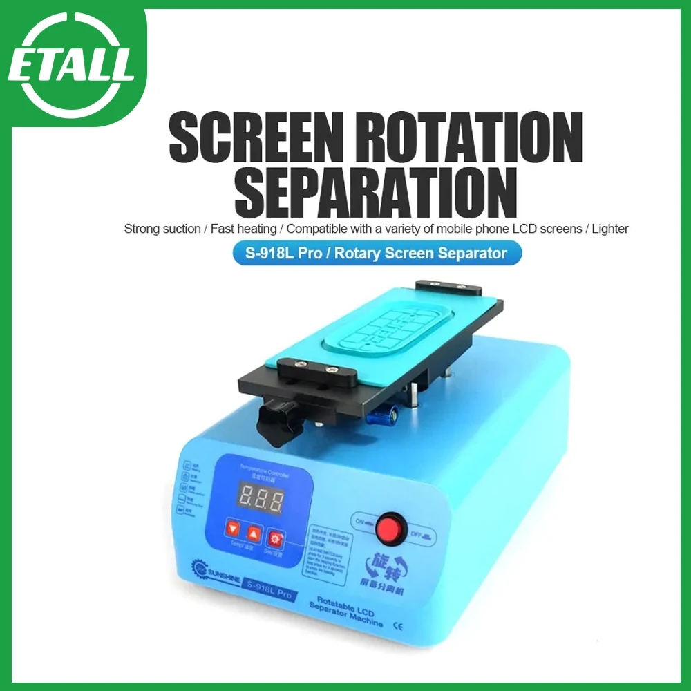 

SUNSHINE S-918L Pro 360°Rotary Screen Separator LCD Screen Separation Under 8 Inches for Curved Screen Separation Fast Heating