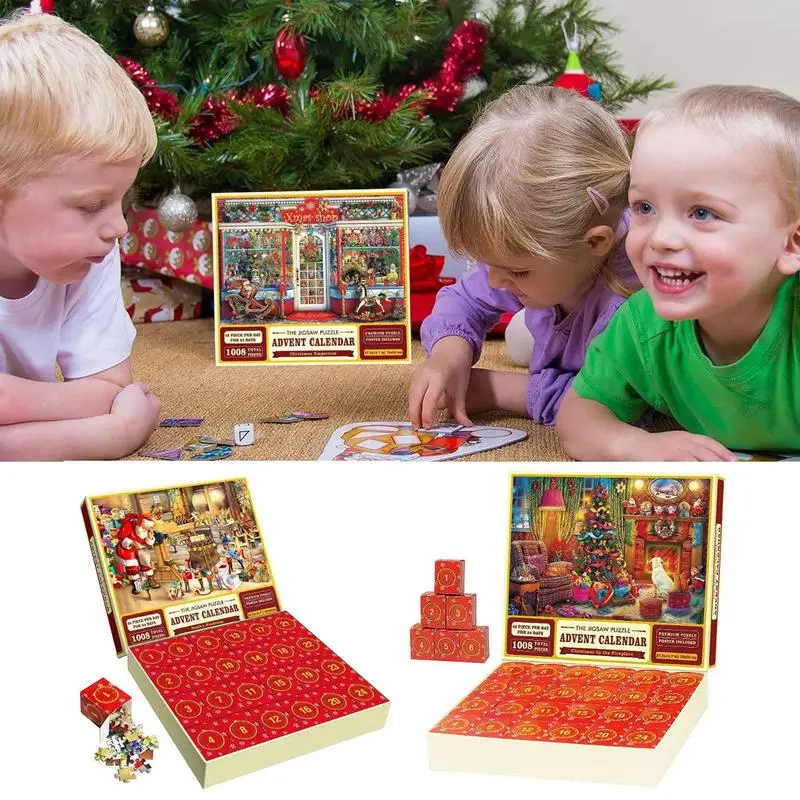 Calendrier De L'Avent Puzzle 2024 – 1008 Pièces, 24 Cases, Cadeau De Noël Pour Adultes Et Enfants