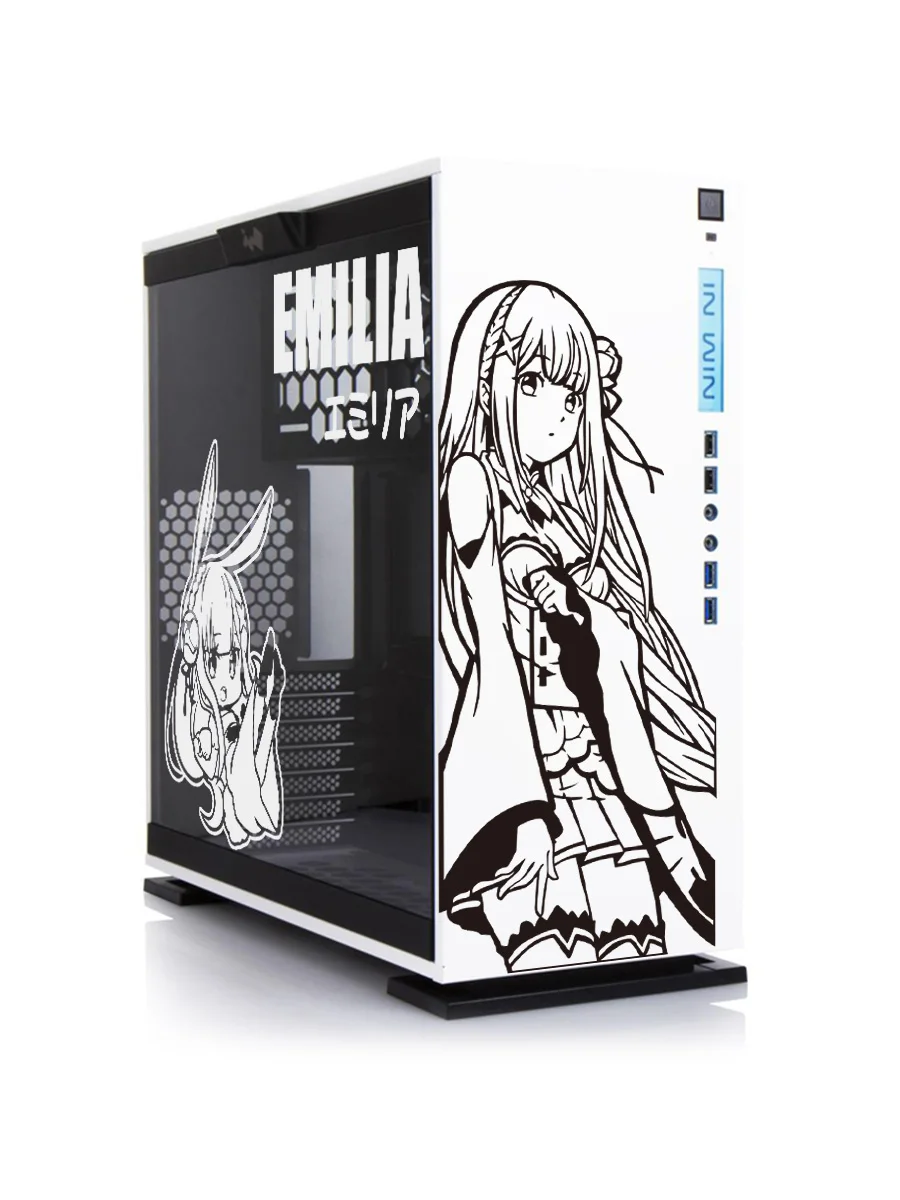 Rem Anime PC Stickers,Cute Vinyl Decor Decals for ATX Gaming Computer Chassis,Waterproof Easy Removable Hollow Out Decal