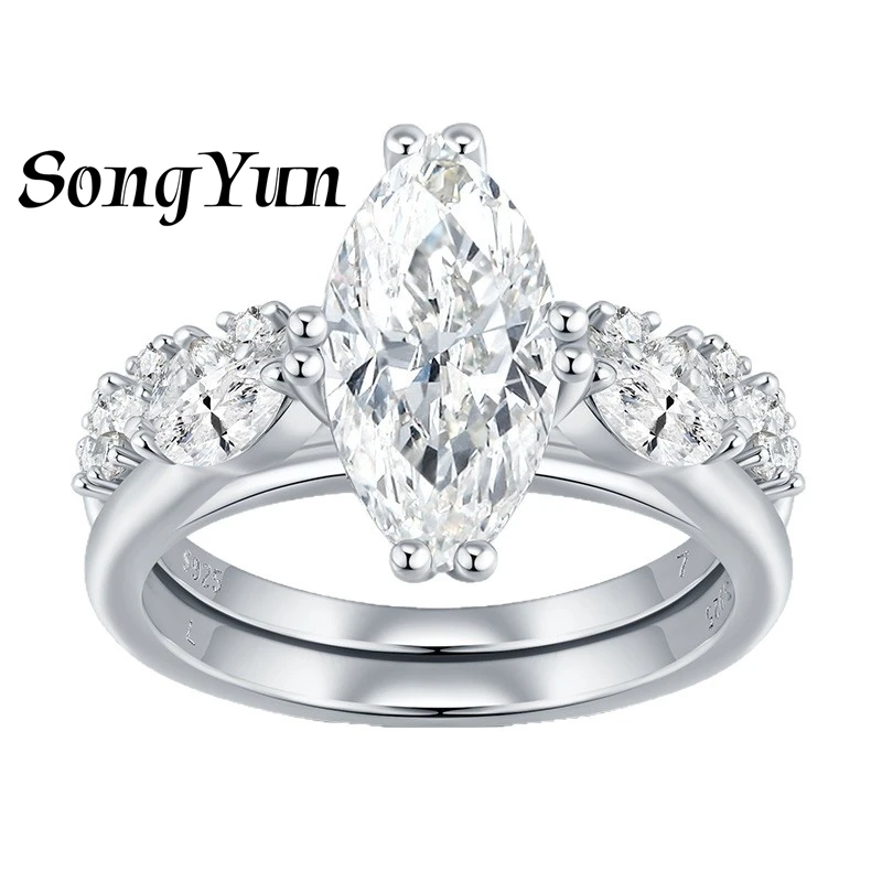 SONGYUN Brand Jewelry 925 Sterling Silver Ring Brilliant Moissanite Handmade Ring for Spouse 18K Gold Plated SYT Patent Rings