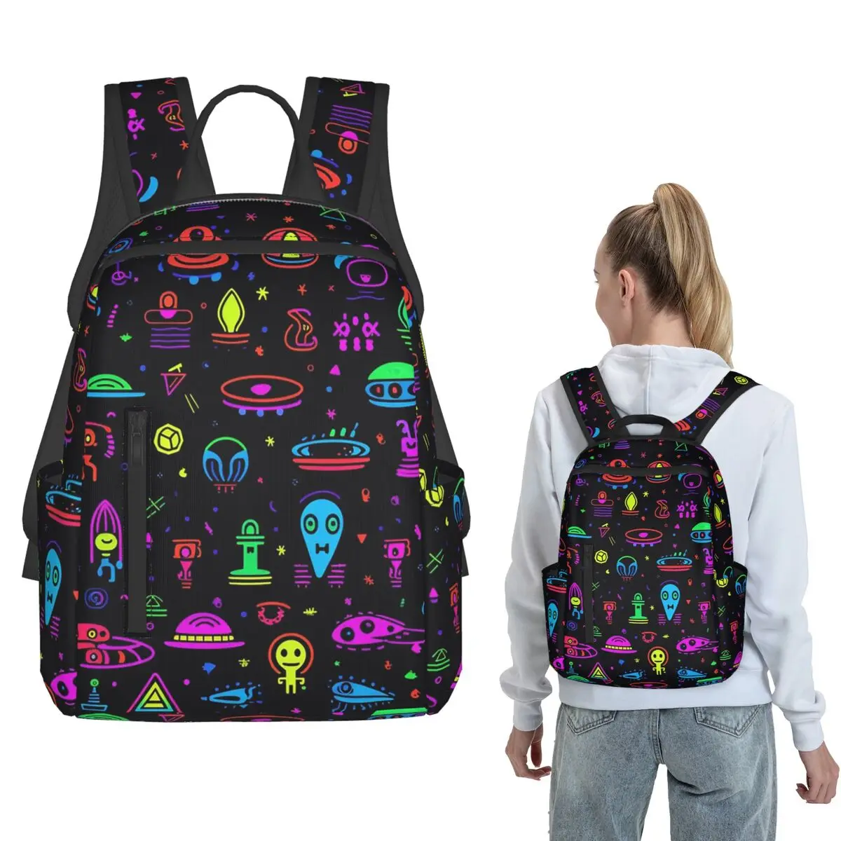 

Abstract Alien World And Tech Backpack Large Capacity Children BookBag School Bag Shoulder Bags for Men Women